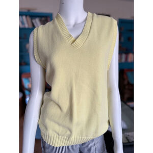 Vintage Isle of Cotton Yellow V-Neck Sweater Vest Sz L